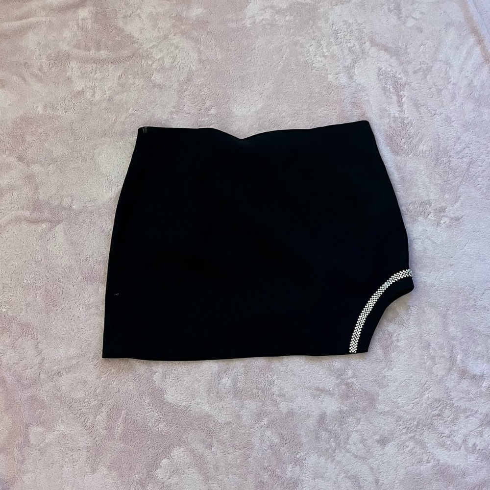 Black Zara mini skirt with diamonds and leg cutout